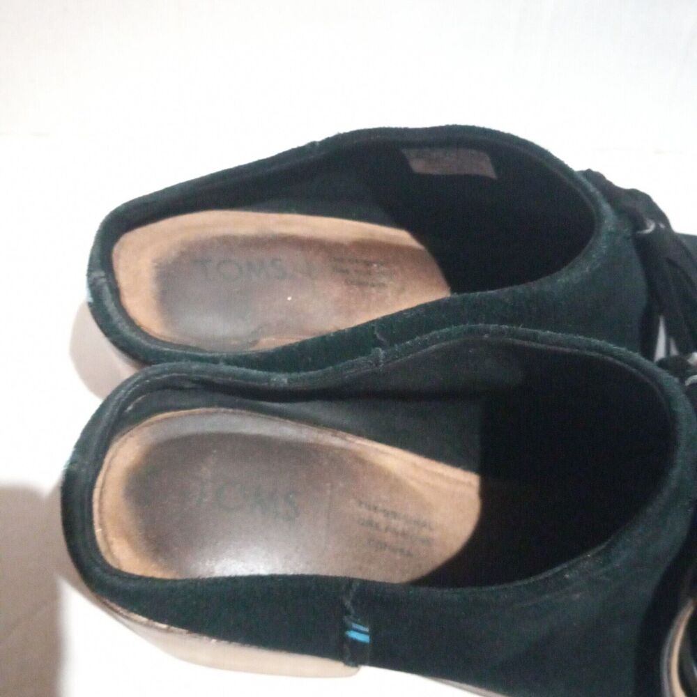 Toms Leila Tassel Muscat Suede Mules-Size 8.5-Chunky Wood Block Heel-Slip On - Picture 7 of 11